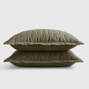 NWOT QUINCE European Linen Dream Sham Set Standard Dusty Olive 3638